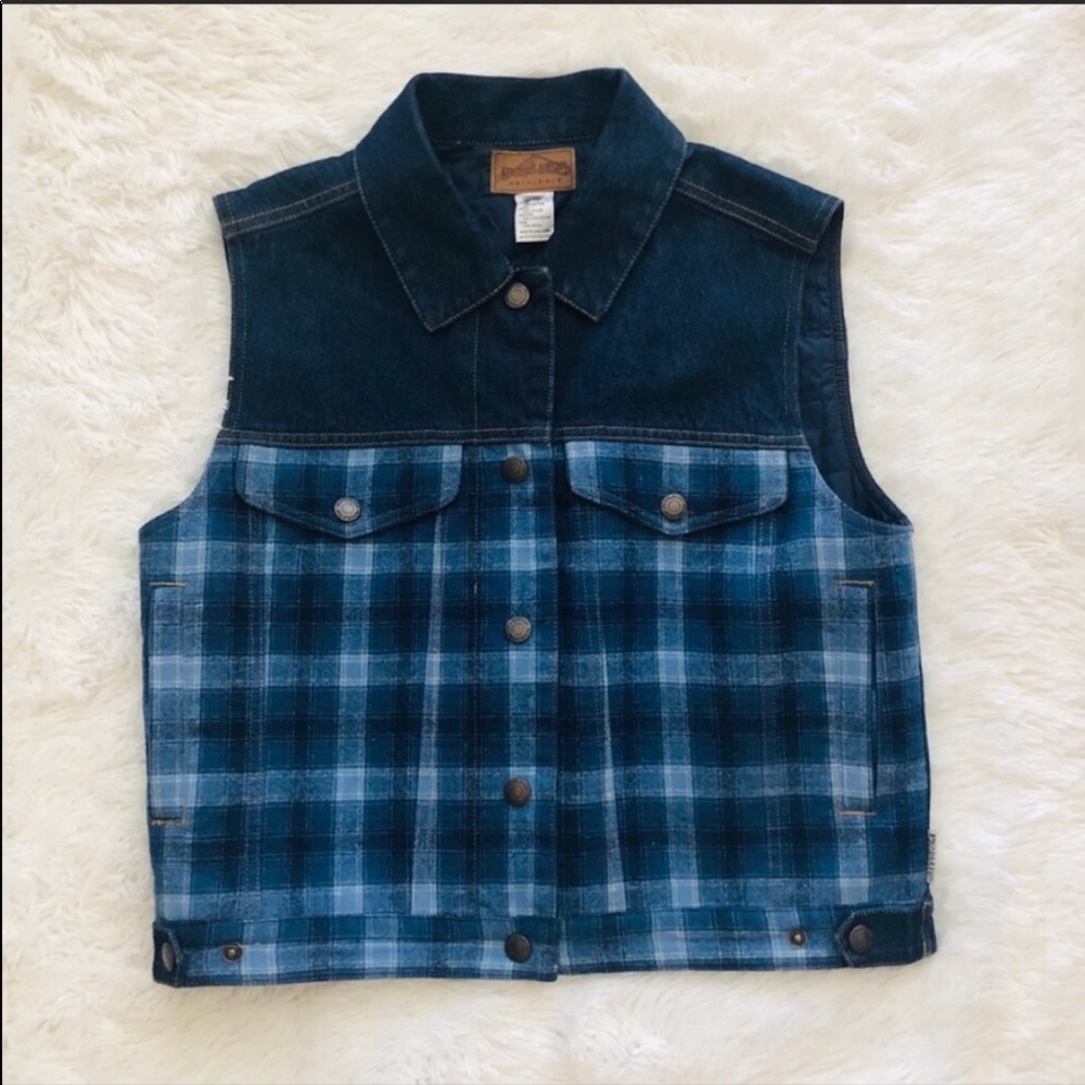 Pendleton Gingham Denim Lined Vest